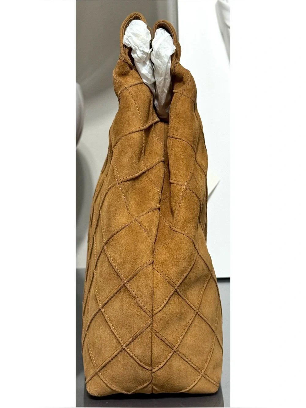 TORY BURCH FLEMING SOFT SUEDE HOBO BAG, CHICORY BROWN